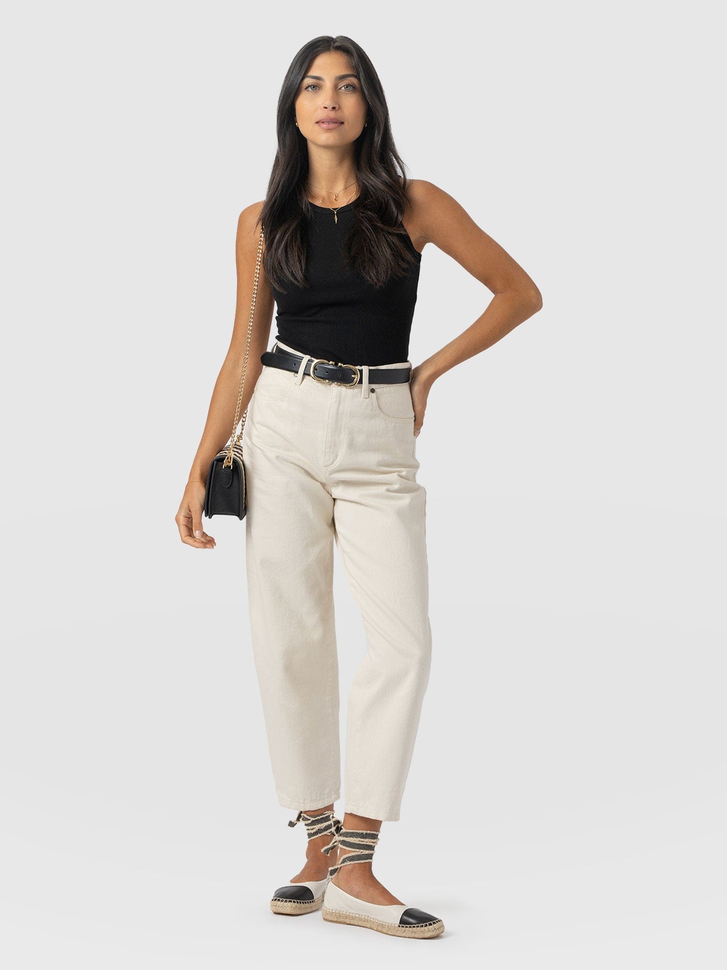 Barrel Leg Jean - Cream - Women's Denims | Saint + Sofia® USA